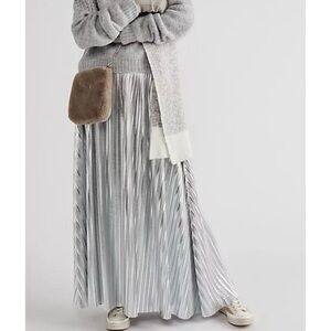 Mother metallic silver pleated skirt EUC